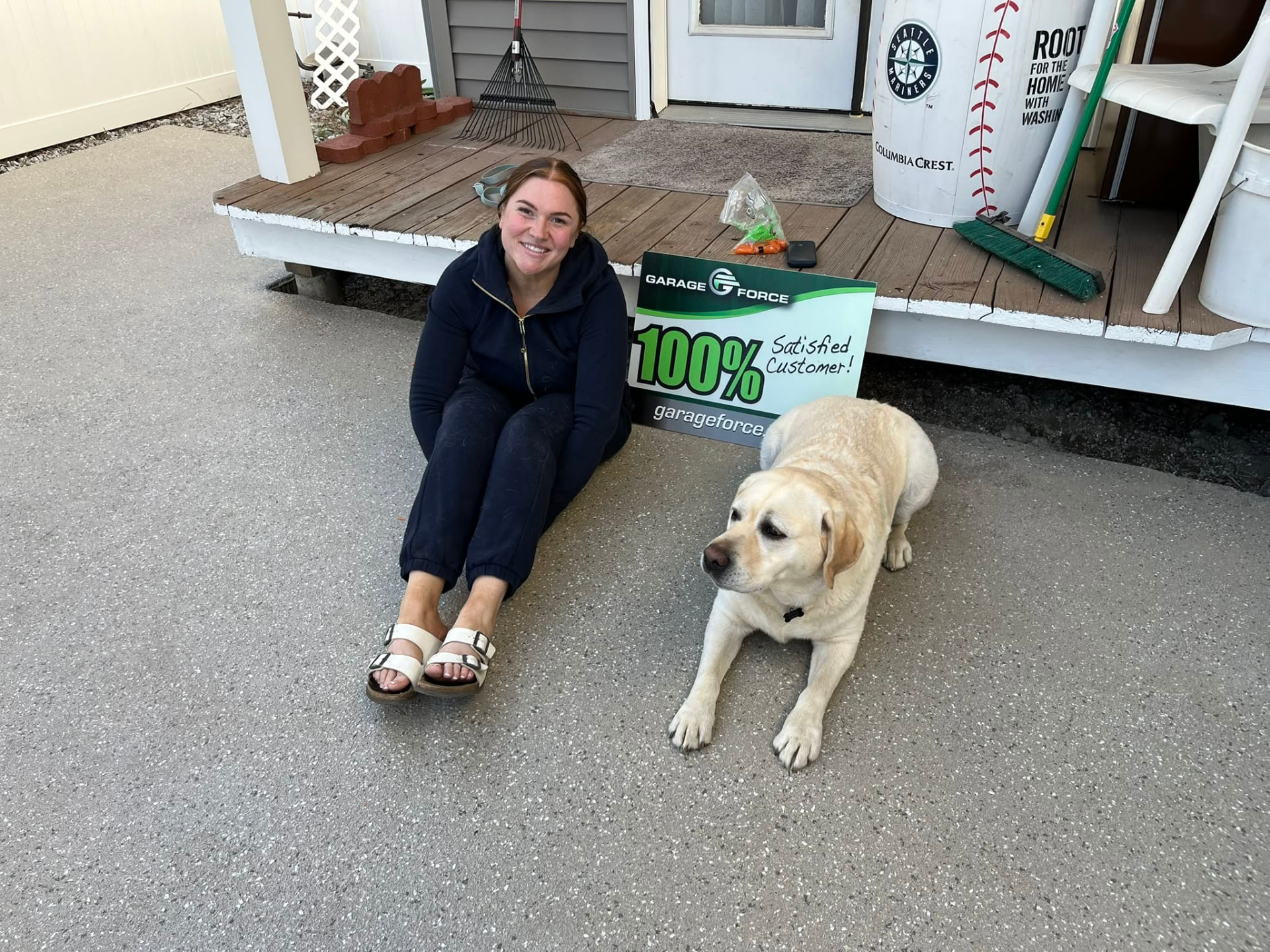Happy Garage Force customer on a new coated patio