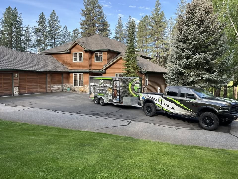 Garage Force rig parked at a home in the pines